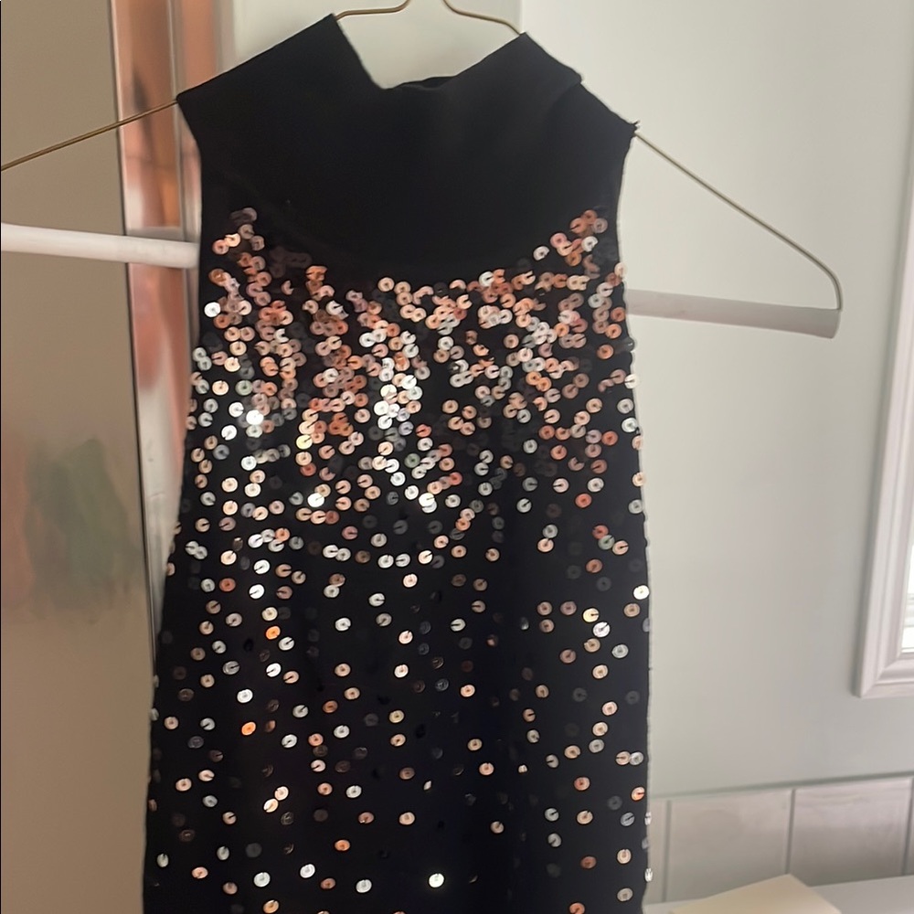Black and Silver Sequin Top